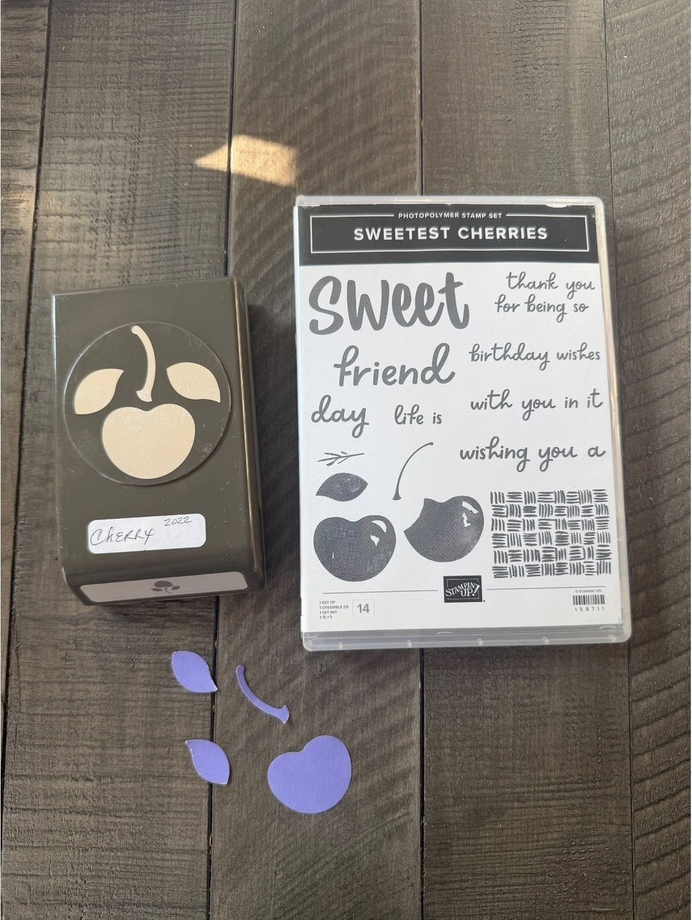Stampin’ Up Sweetest Cherries stamp set with Cherry shape punch